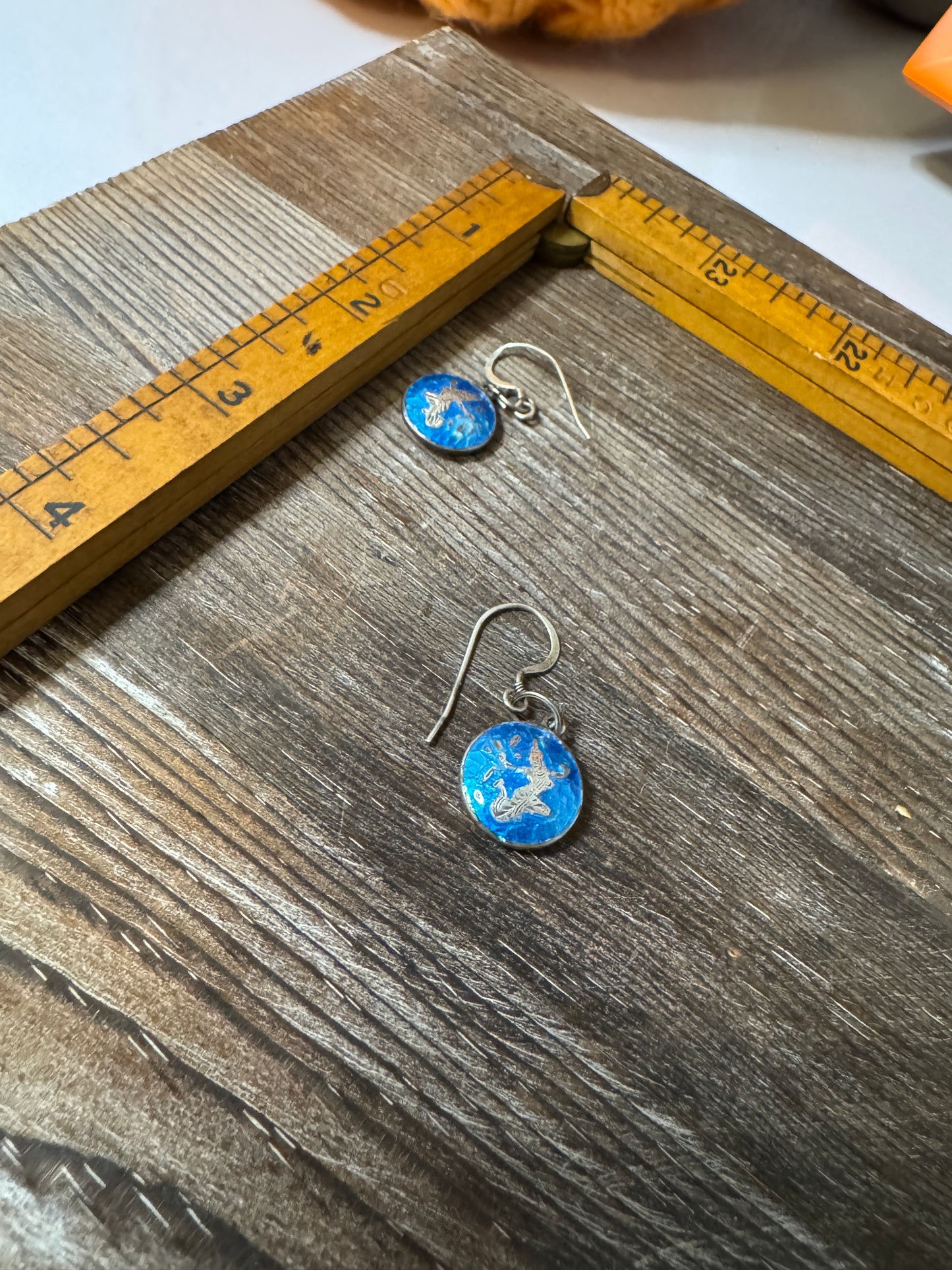 Vintage Siam Sterling Silver Blue Enamel Jewelry Set – Bracelet, Earrings & Pendant | Thai Goddess Mekkala Niello Style, Mid-Century Export Jewelry