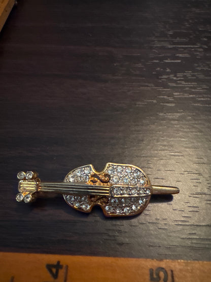 Vintage Rhinestone Violin Brooch - Musical Magic Pin