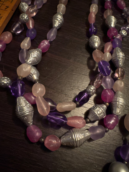 Triple Strand Necklace + Earrings