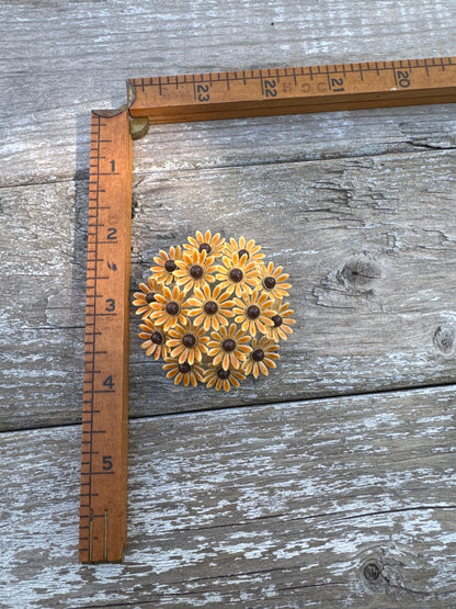 Vintage Rhinestone Flower Brooch - Amber Crystal Floral Pin