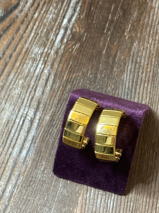 Vintage Gold-Tone Hinged Hoop Earrings