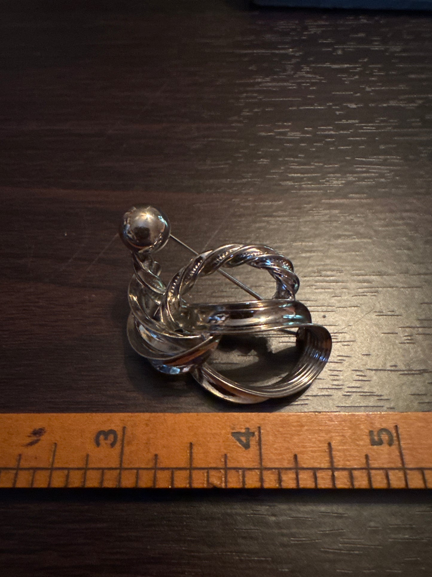 Modernist Silver Swirl Brooch - Abstract Sculptural Pin