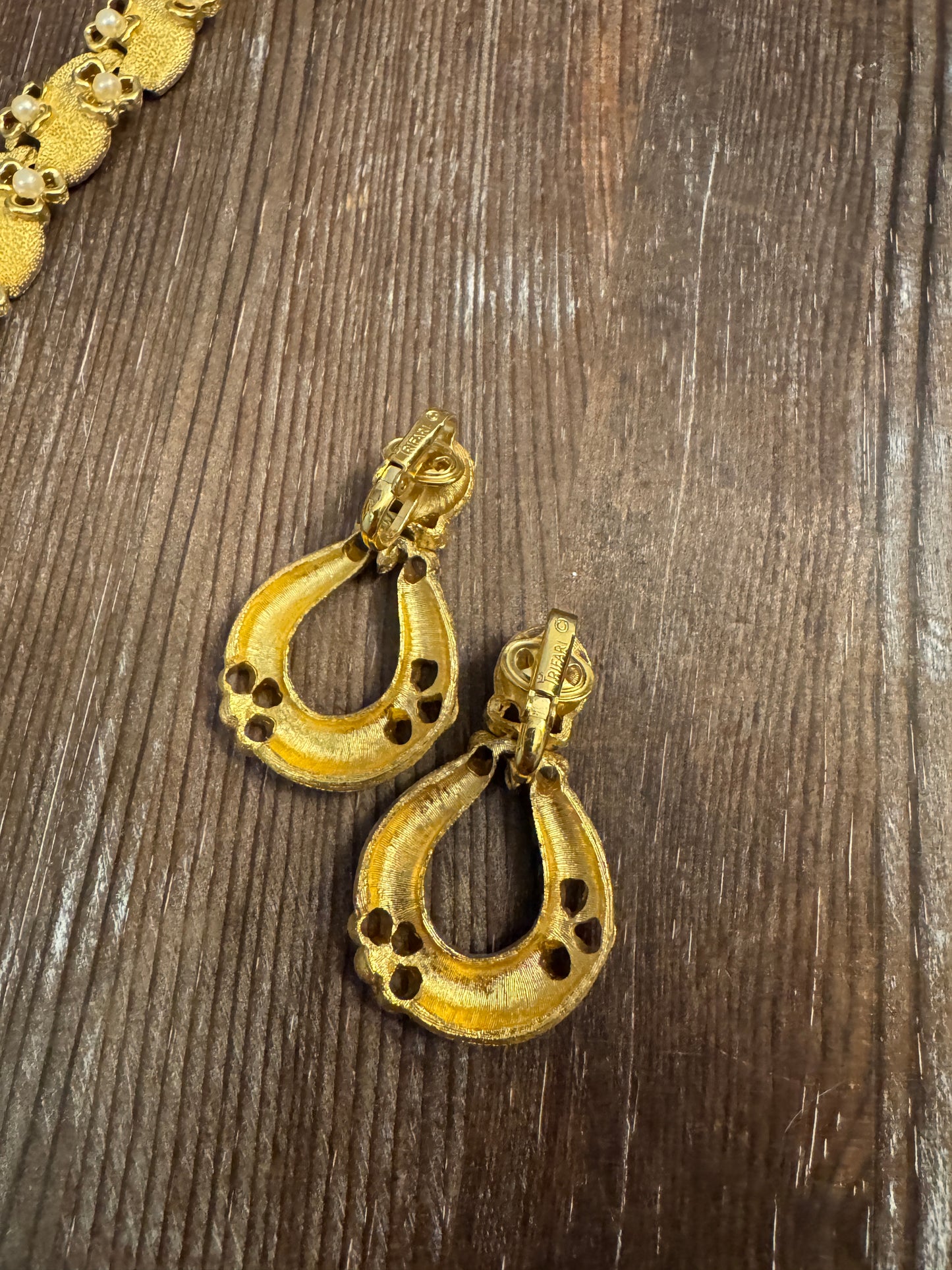 Crown Trifari Vintage Bracelet + Earrings