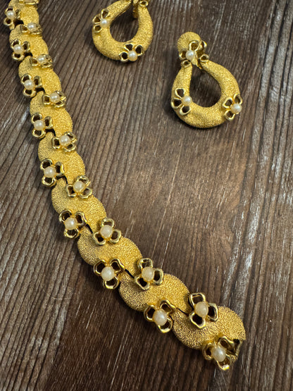Crown Trifari Vintage Bracelet + Earrings