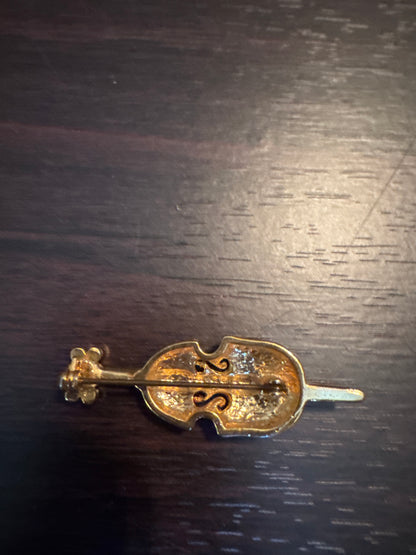 Vintage Rhinestone Violin Brooch - Musical Magic Pin