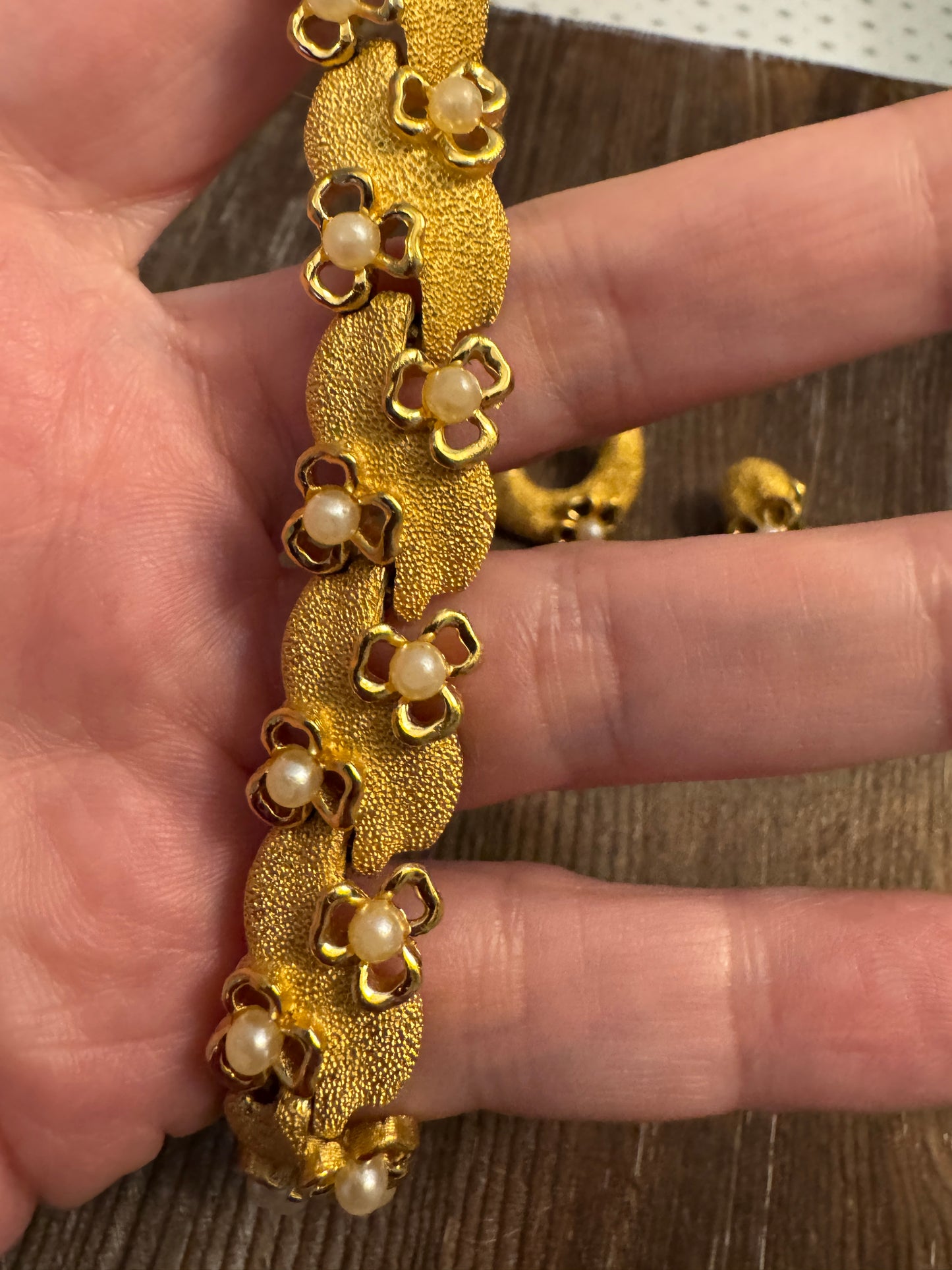Crown Trifari Vintage Bracelet + Earrings