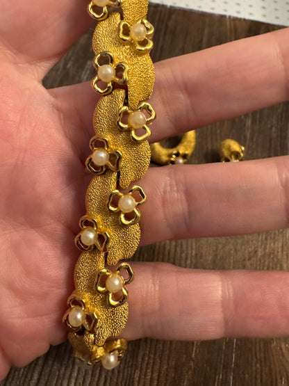 Crown Trifari Vintage Bracelet + Earrings
