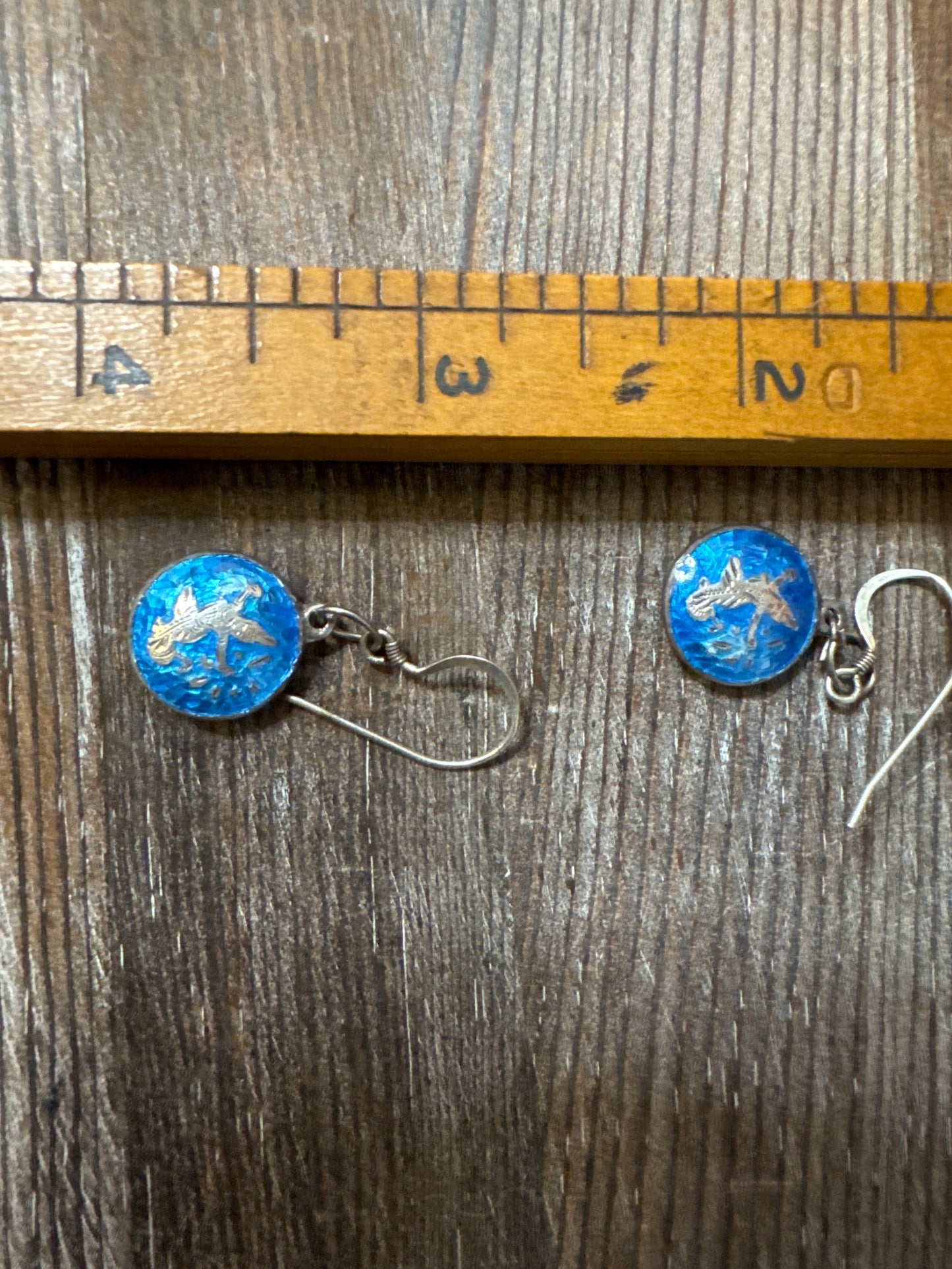 Vintage Siam Sterling Silver Blue Enamel Jewelry Set – Bracelet, Earrings & Pendant | Thai Goddess Mekkala Niello Style, Mid-Century Export Jewelry