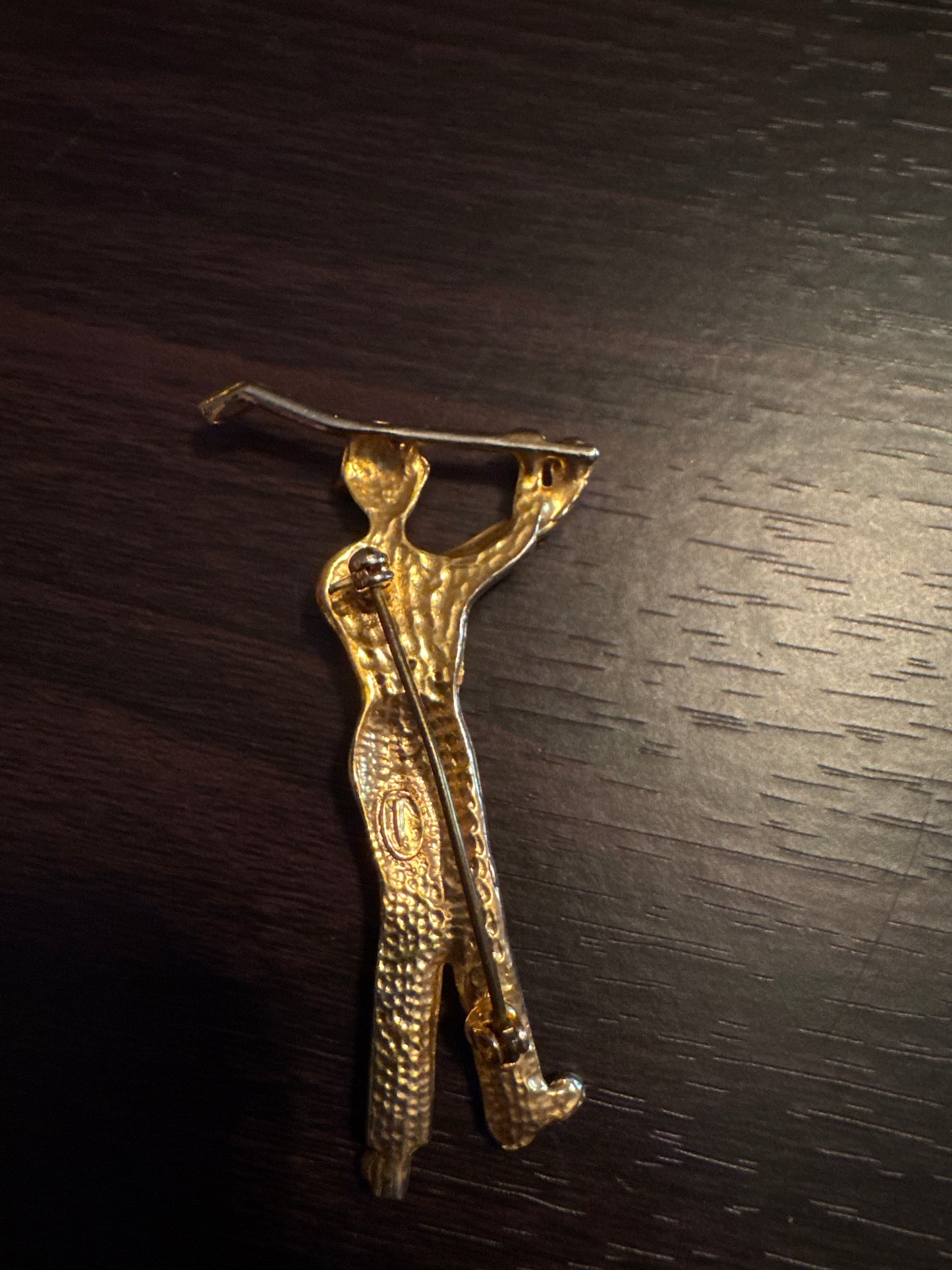 Black & Gold Rhinestone Golf Figure Brooch