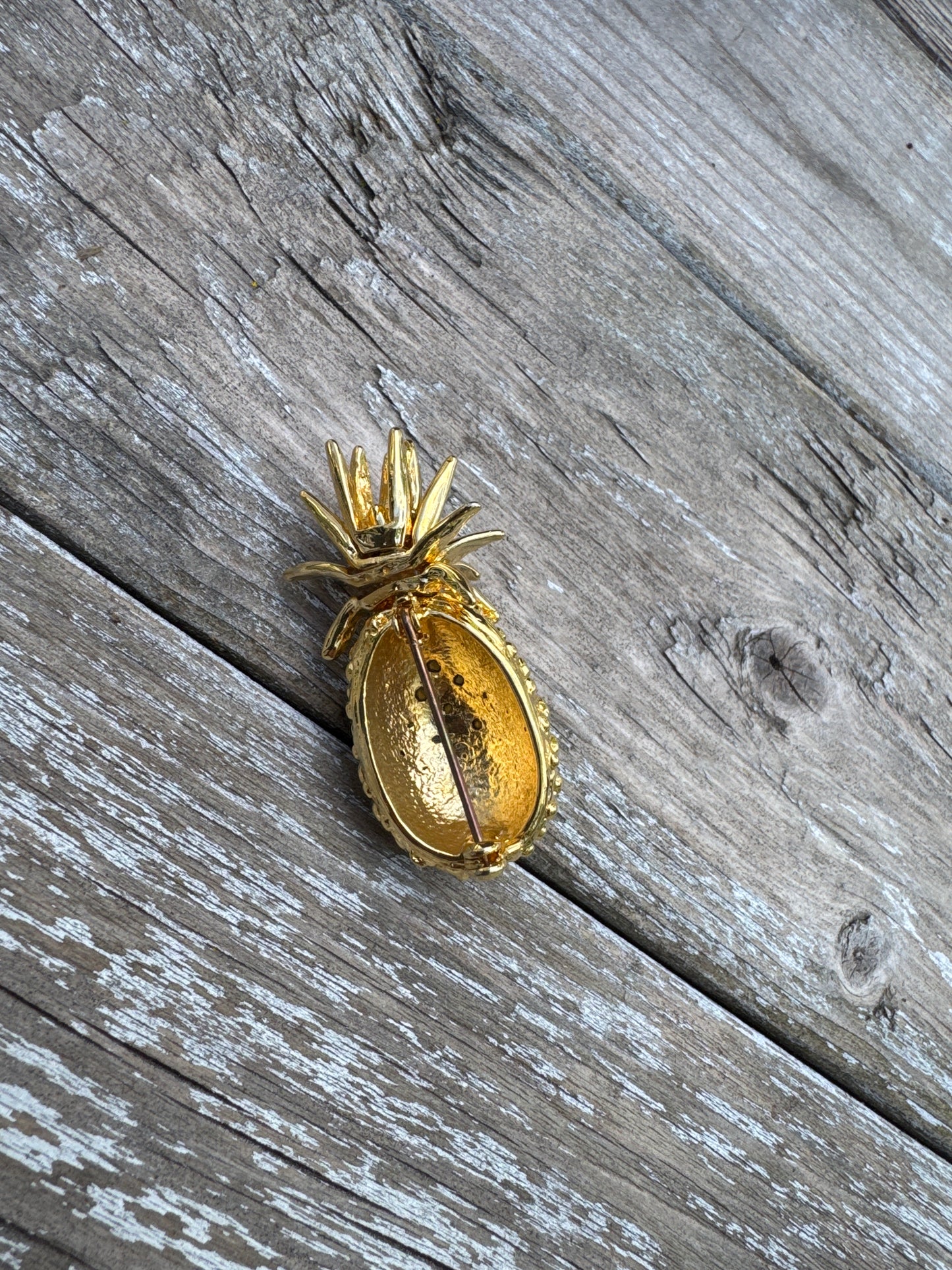 Adorable Vintage Rhinestone Pineapple Brooch - Tropical Hospitality Pin