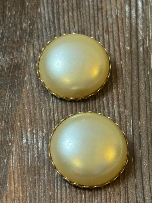 Emmons Faux Mabe Pearl Clip Earrings