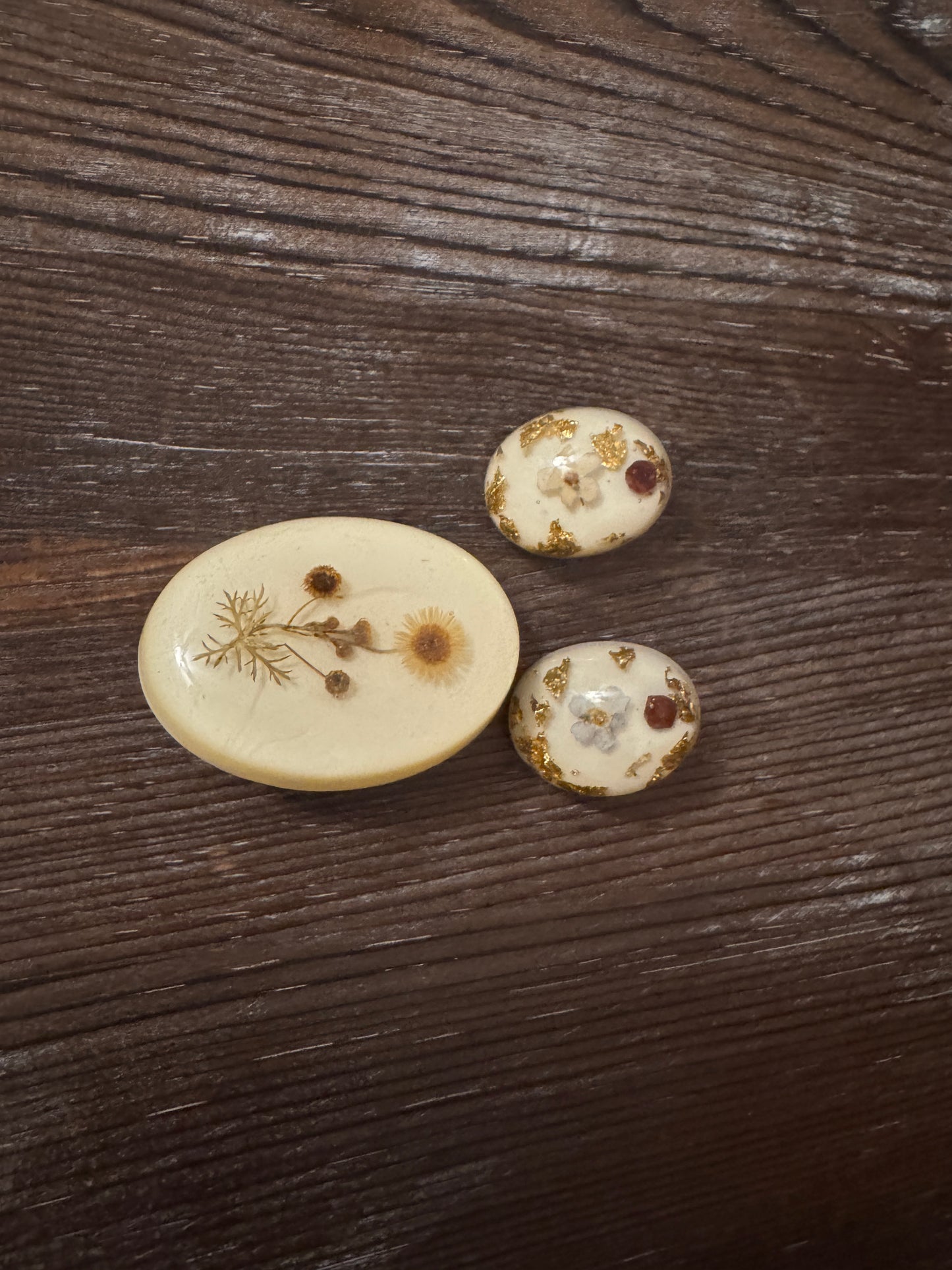 Vintage 1960s Dried Flower Resin Brooch & Earrings Set | Real Pressed Flower Jewelry | Mid-Century Nature Keepsake