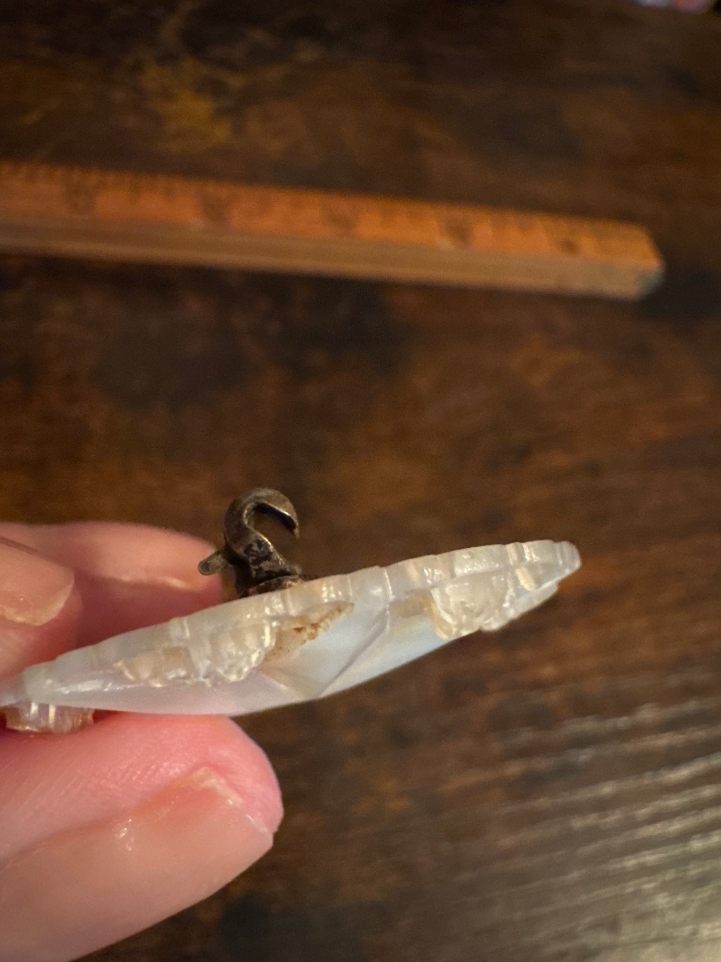 Carved Mother-of-Pearl Starburst Brooch