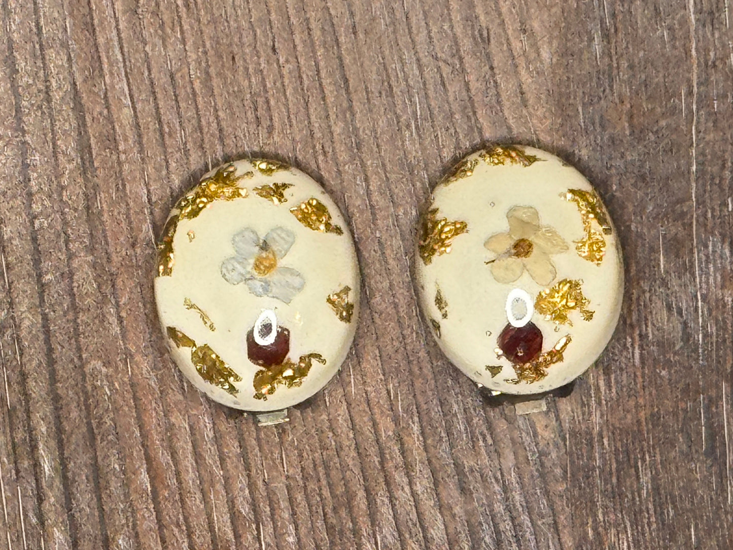 Vintage 1960s Dried Flower Resin Brooch & Earrings Set | Real Pressed Flower Jewelry | Mid-Century Nature Keepsake