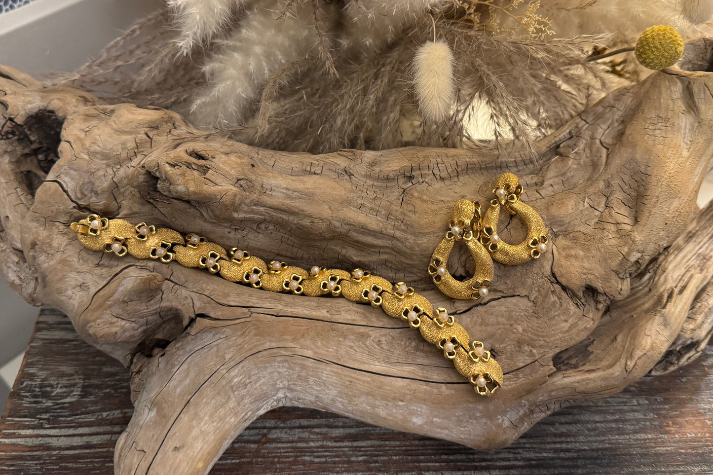Crown Trifari Vintage Bracelet + Earrings