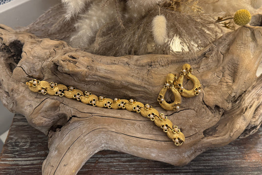Crown Trifari Vintage Bracelet + Earrings