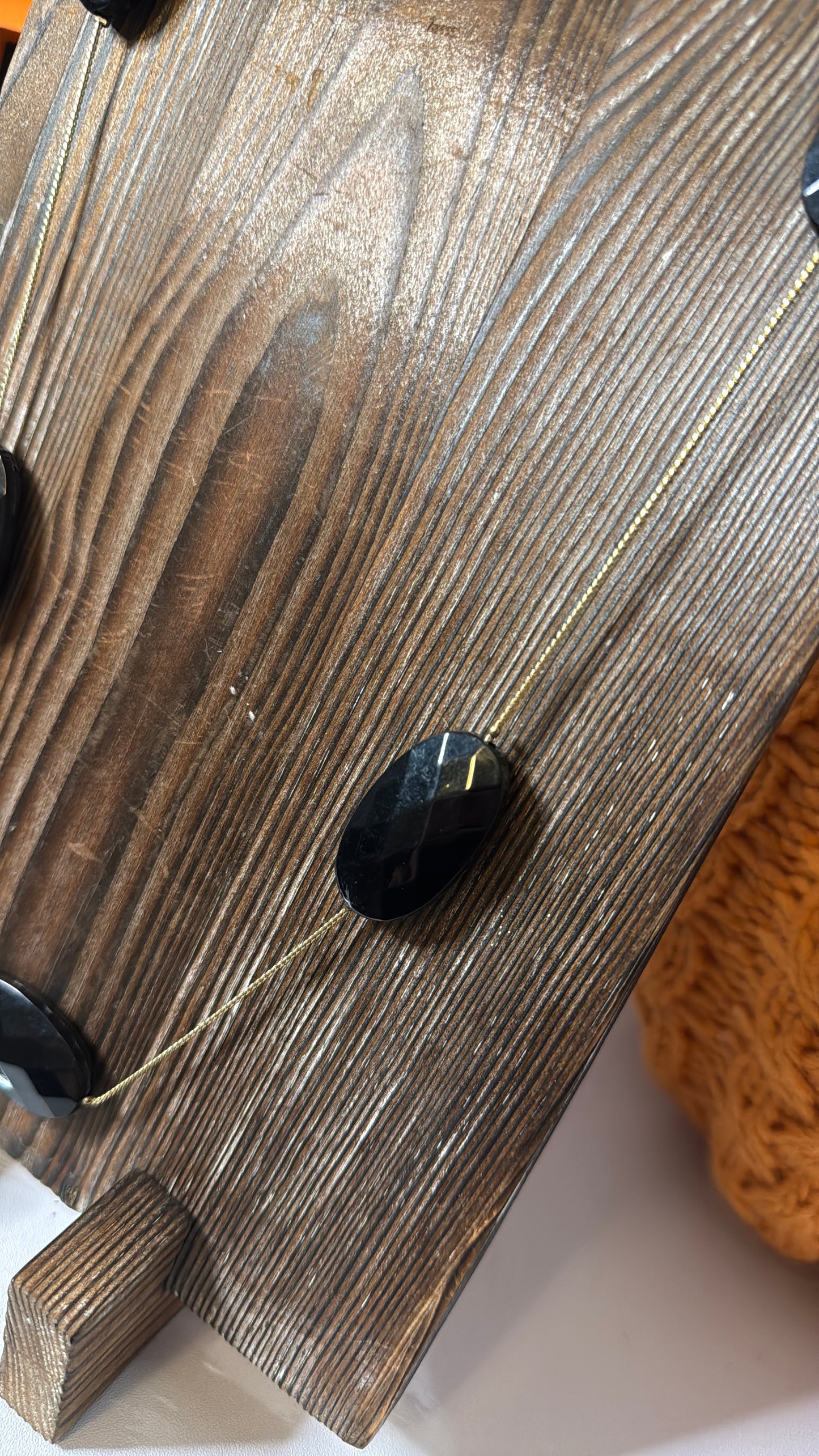 Vintage 1970s Faceted Black Glass Bead Necklace