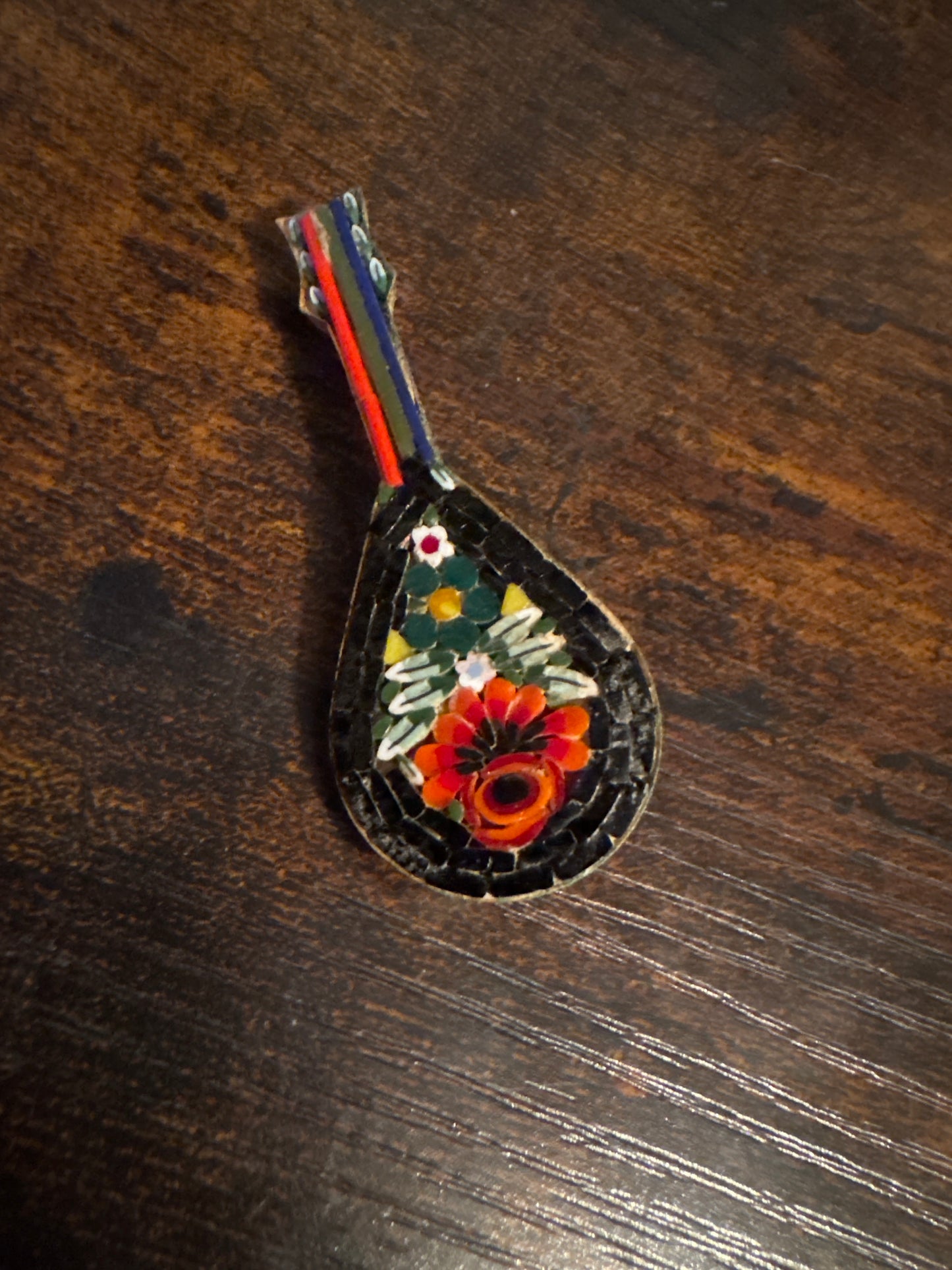 Italian Micro Mosaic Mandolin Brooch