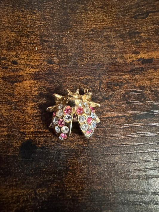 Rhinestone Ladybug Brooch
