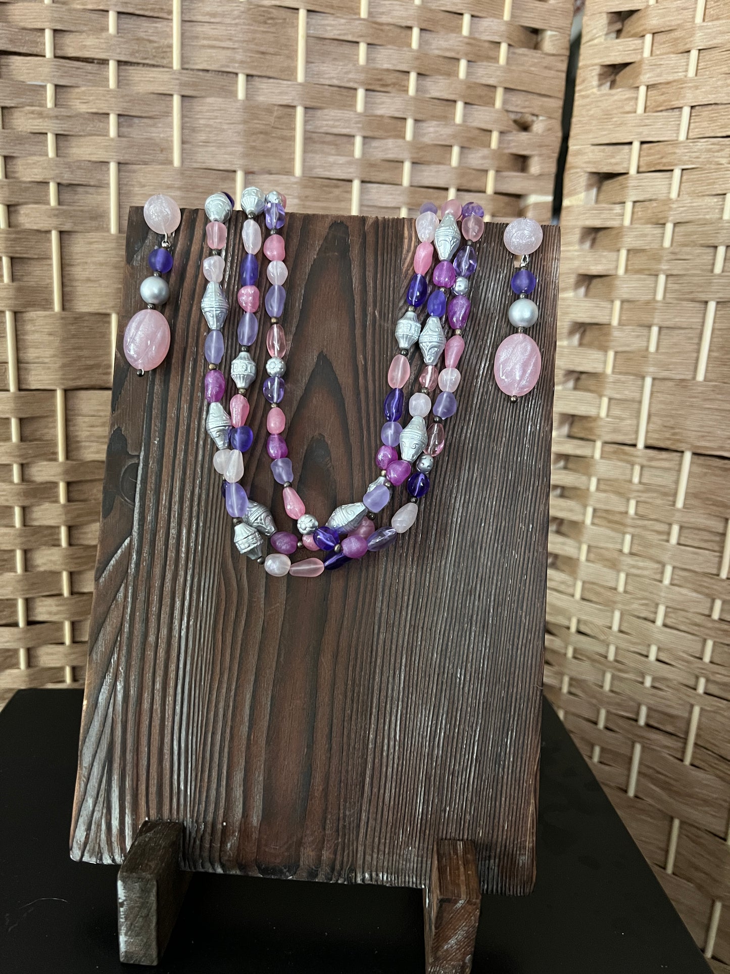 Triple Strand Necklace + Earrings