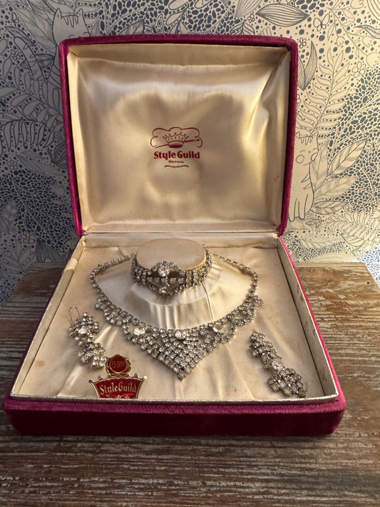 Stunning 1950s Vintage Style Guild Rhinestone Jewelry Set