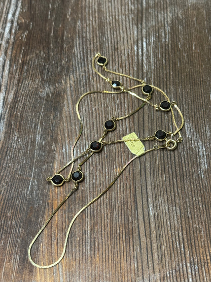 80s Gold Plated Necklace with Elegant Black Accents