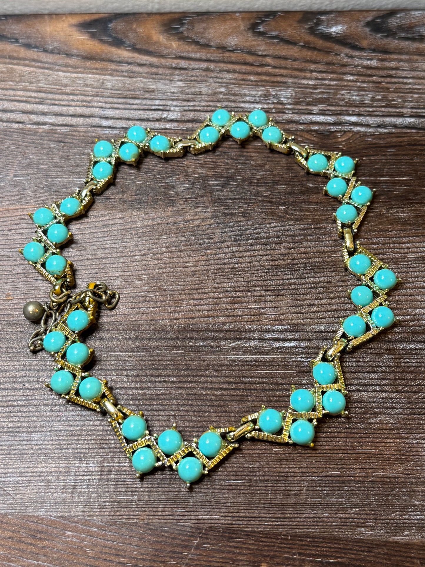 Vintage Faux Turquoise Bead Necklace from the 1960s