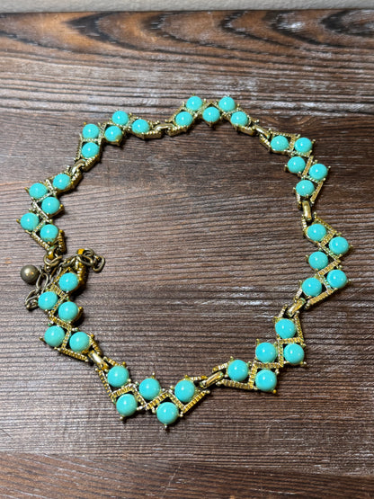 Vintage Faux Turquoise Bead Necklace from the 1960s