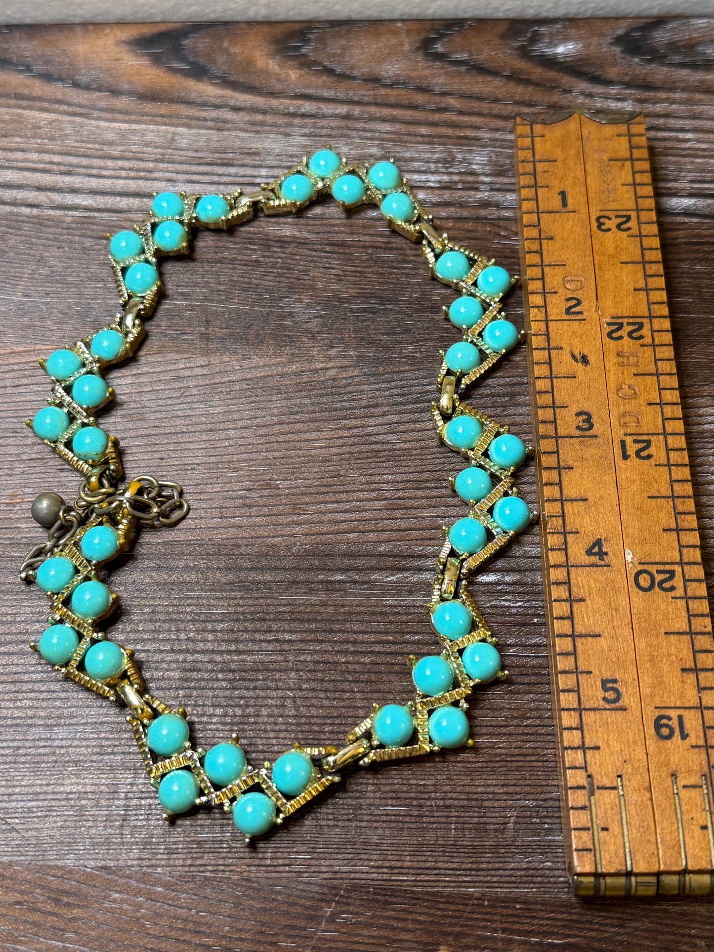 Vintage Faux Turquoise Bead Necklace from the 1960s