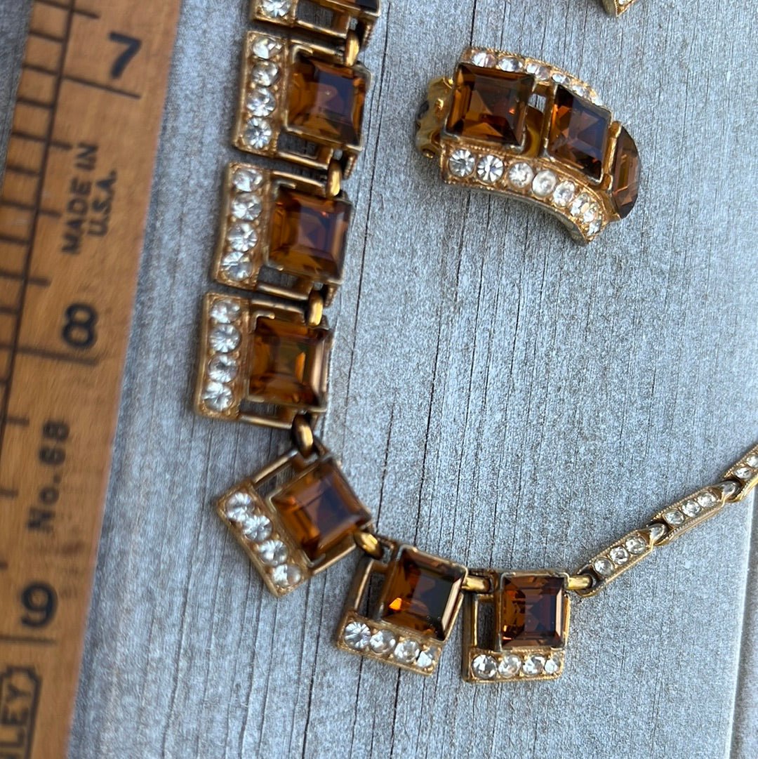 Bogoff Smoky Topaz Necklace + Earrings - Dirty30 Vintage
