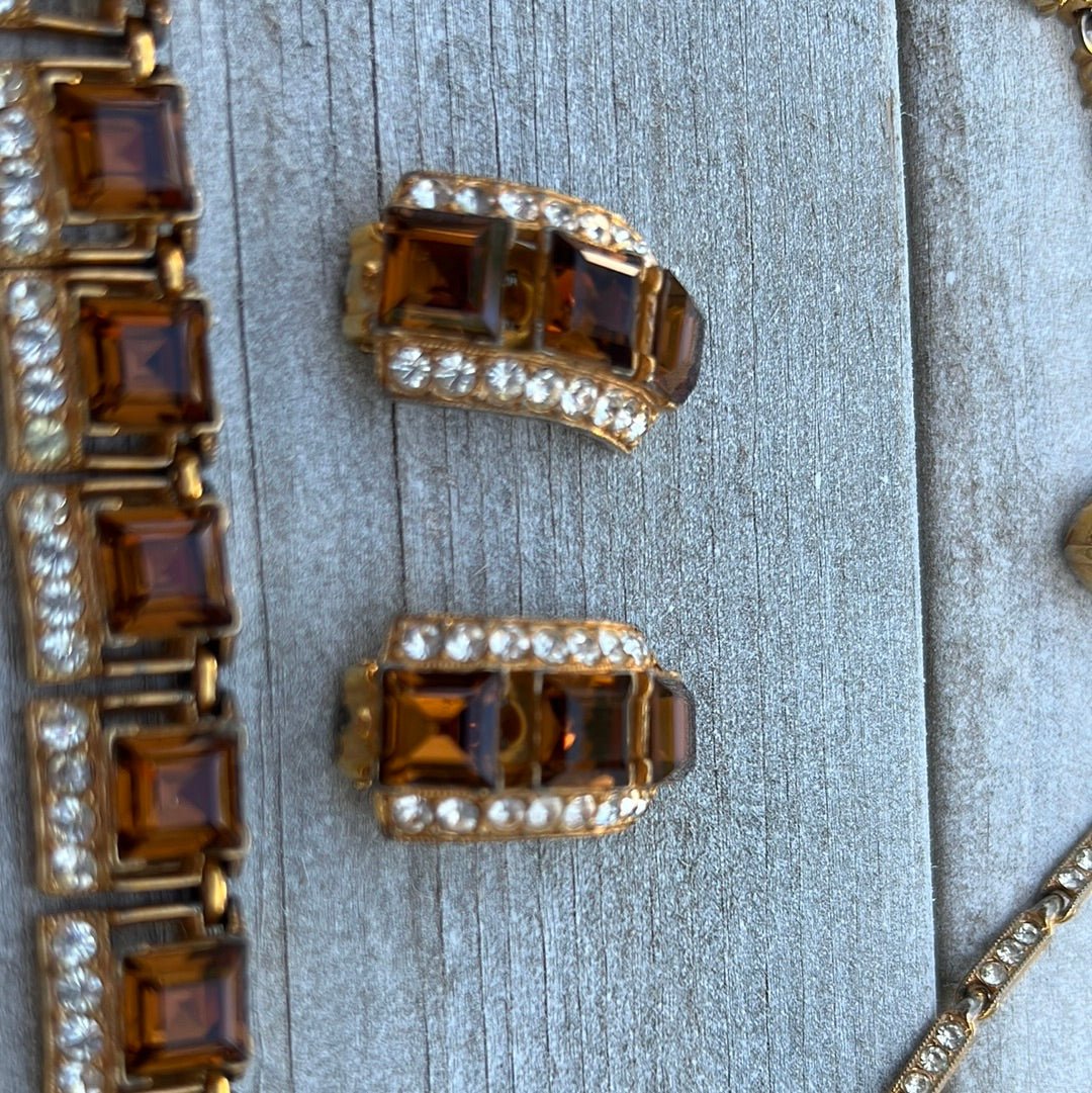 Bogoff Smoky Topaz Necklace + Earrings - Dirty30 Vintage
