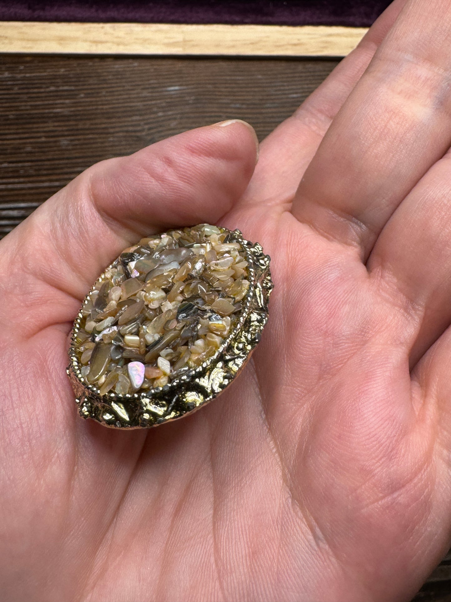 Vintage Confetti Lucite Brooch Earring Set Silver Tone Clip On Earrings