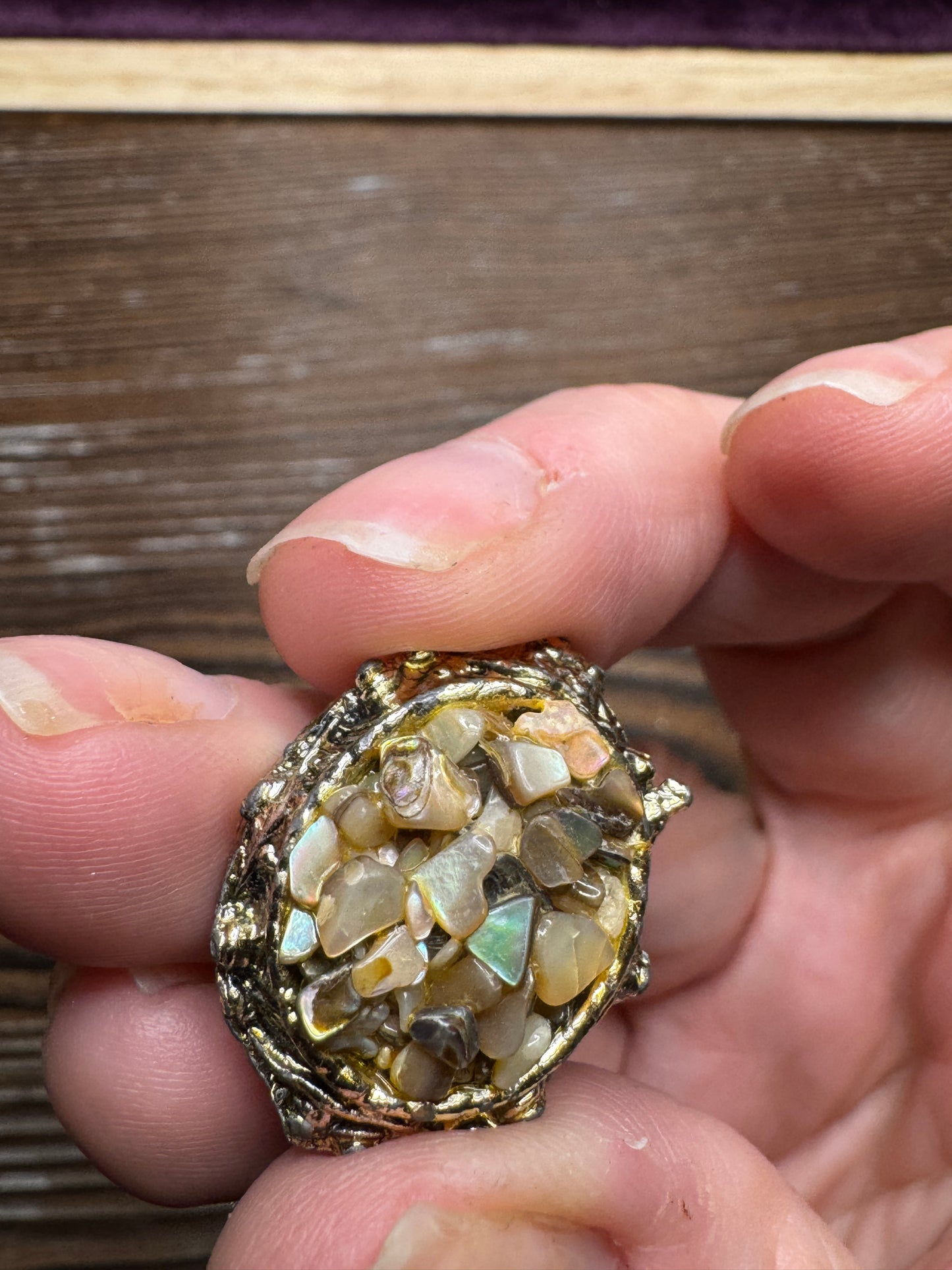 Vintage Confetti Lucite Brooch Earring Set Silver Tone Clip On Earrings