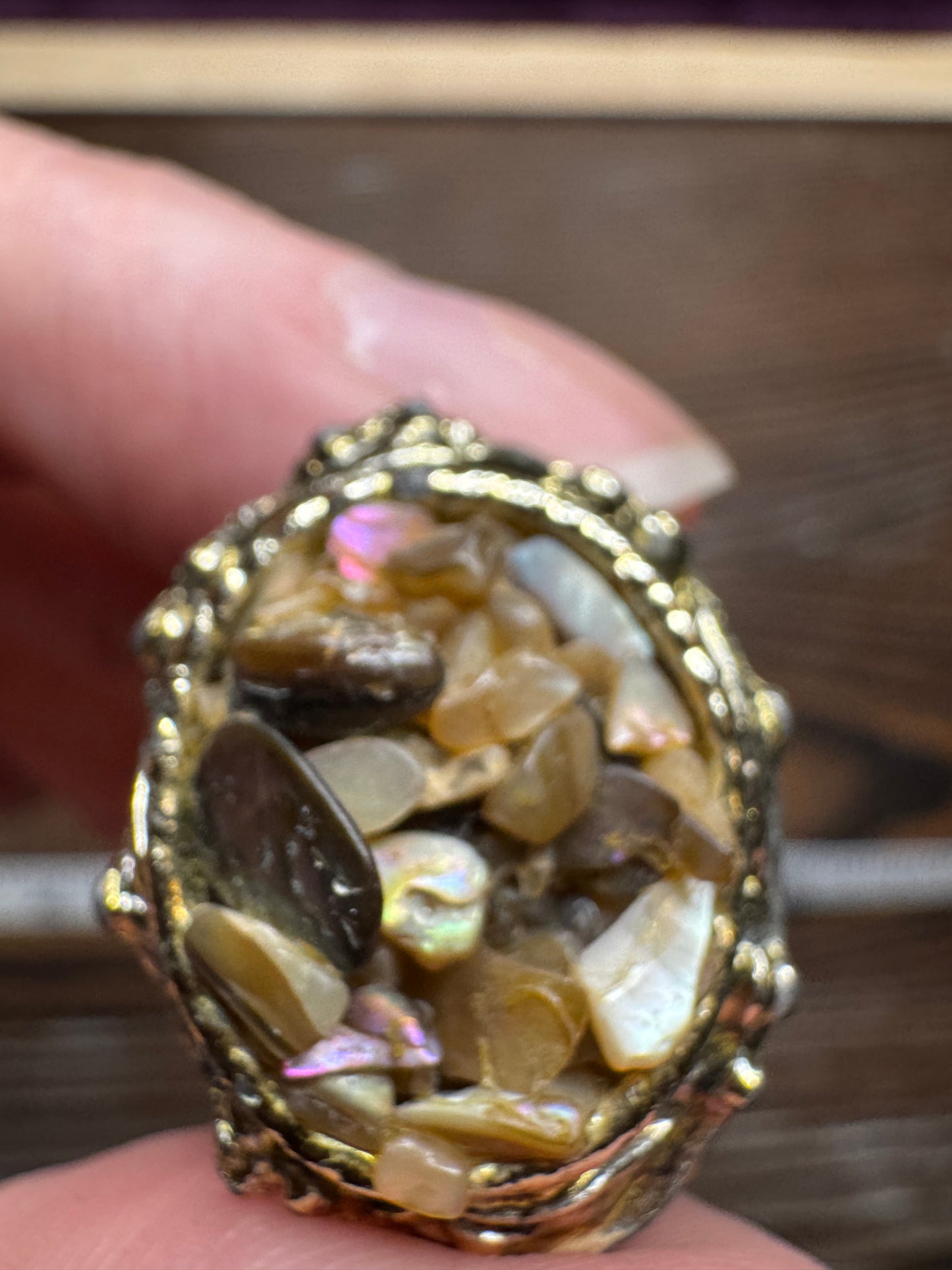 Vintage Confetti Lucite Brooch Earring Set Silver Tone Clip On Earrings