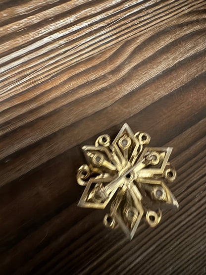 Vintage Lucite Floral Brooch with Multicolor Rhinestones