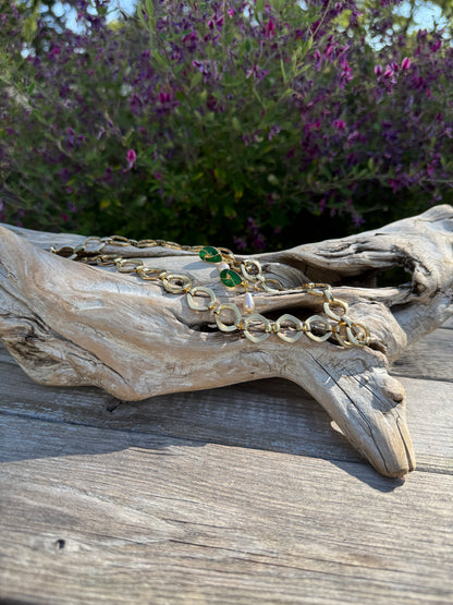 Vintage Gold Link Necklace and Earring Set