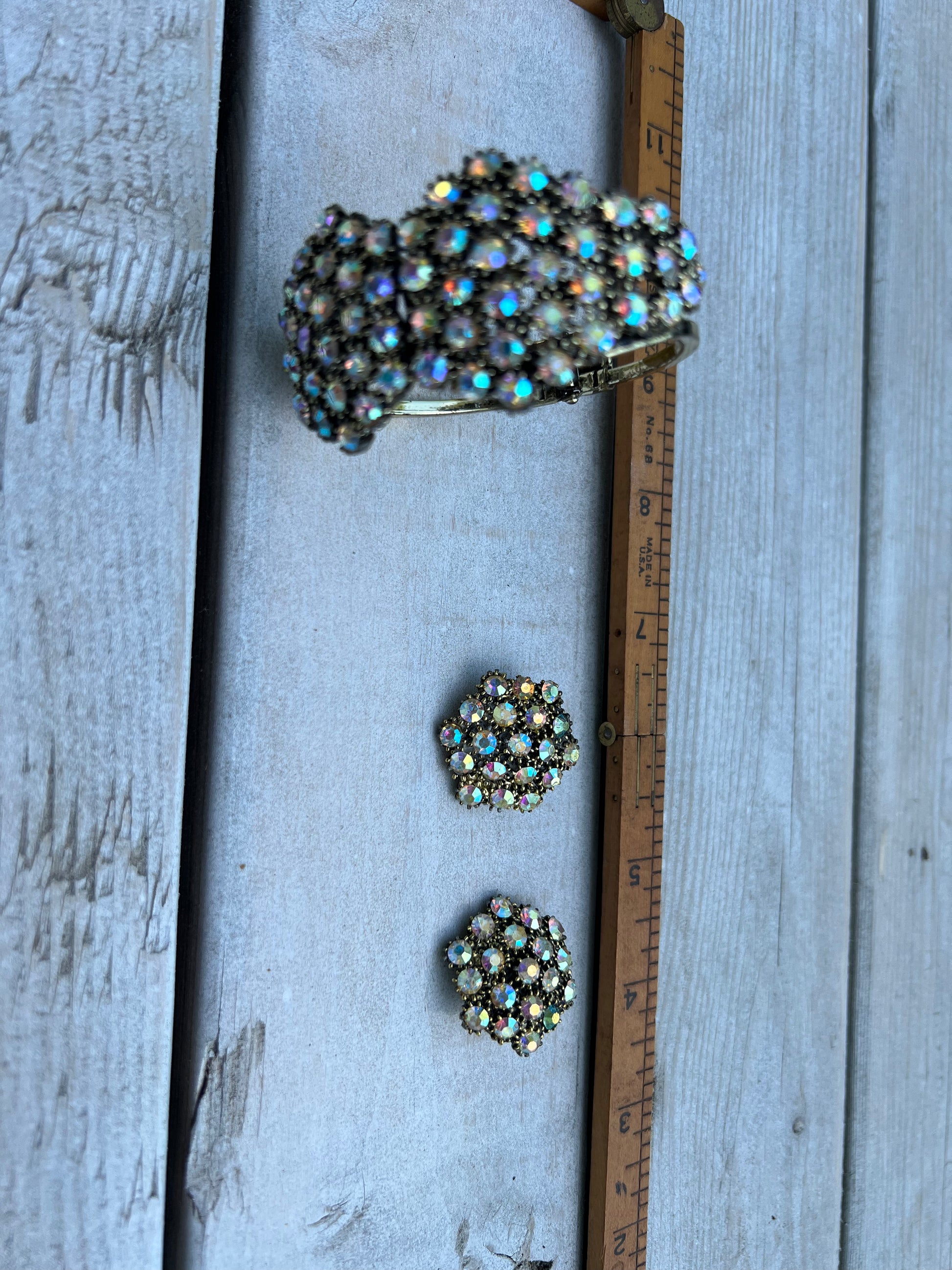 Vintage Clamper Bracelet + Earrings
