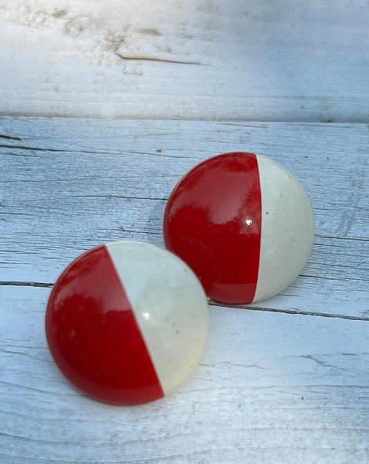 Vintage Red/White Button Earrings