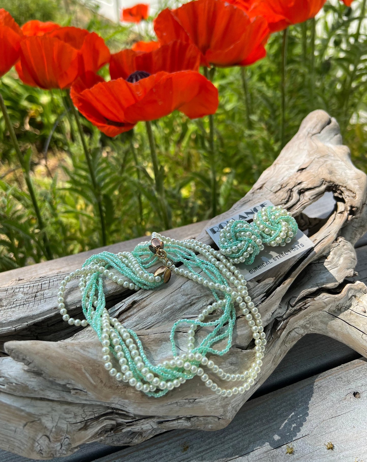 Vintage Twisted Mint Beaded Set