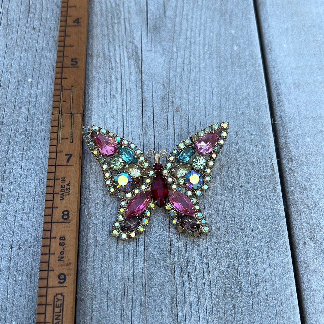 Vintage Weiss AB Red Butterfly Brooch Pin