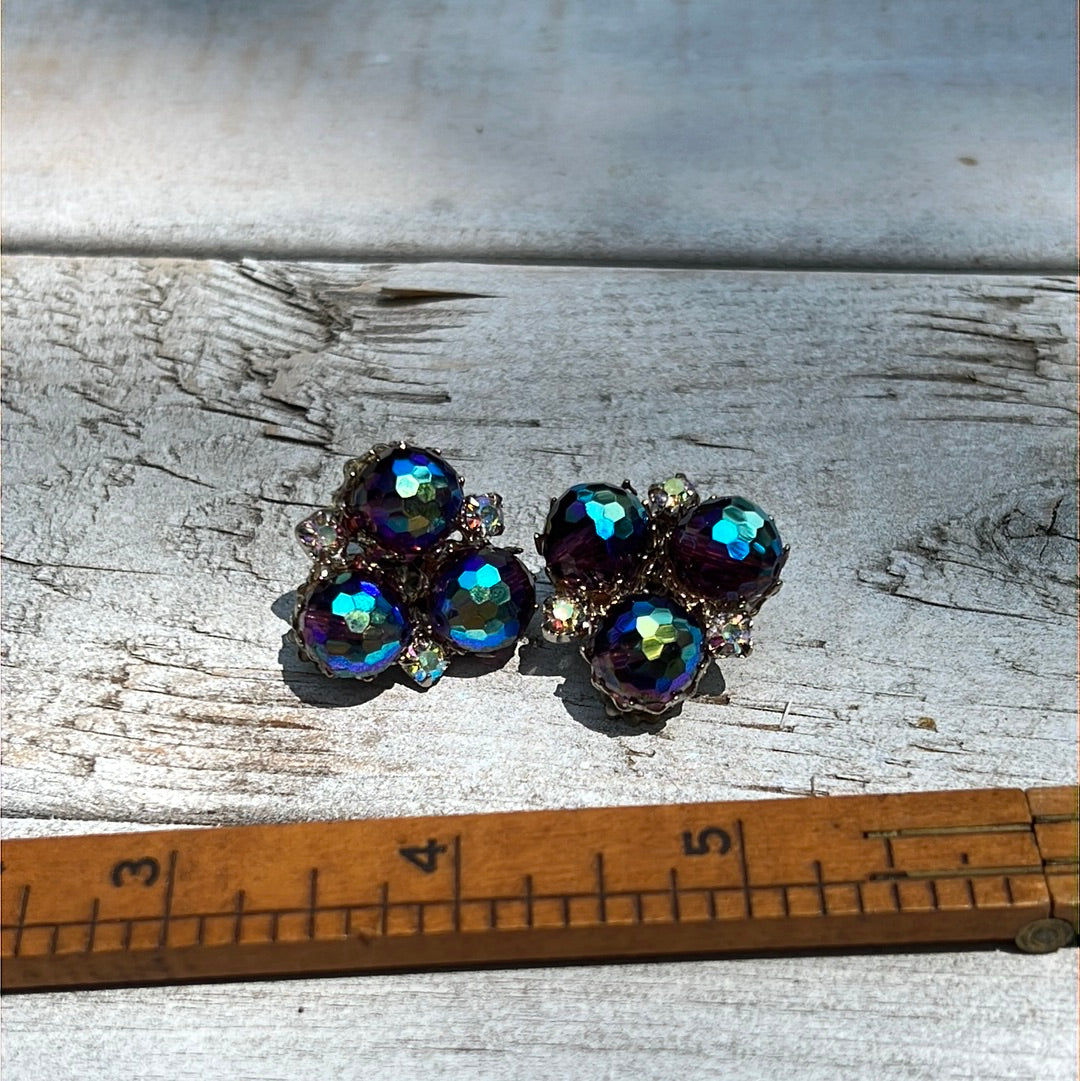 Vintage Iridescent Clip Earrings