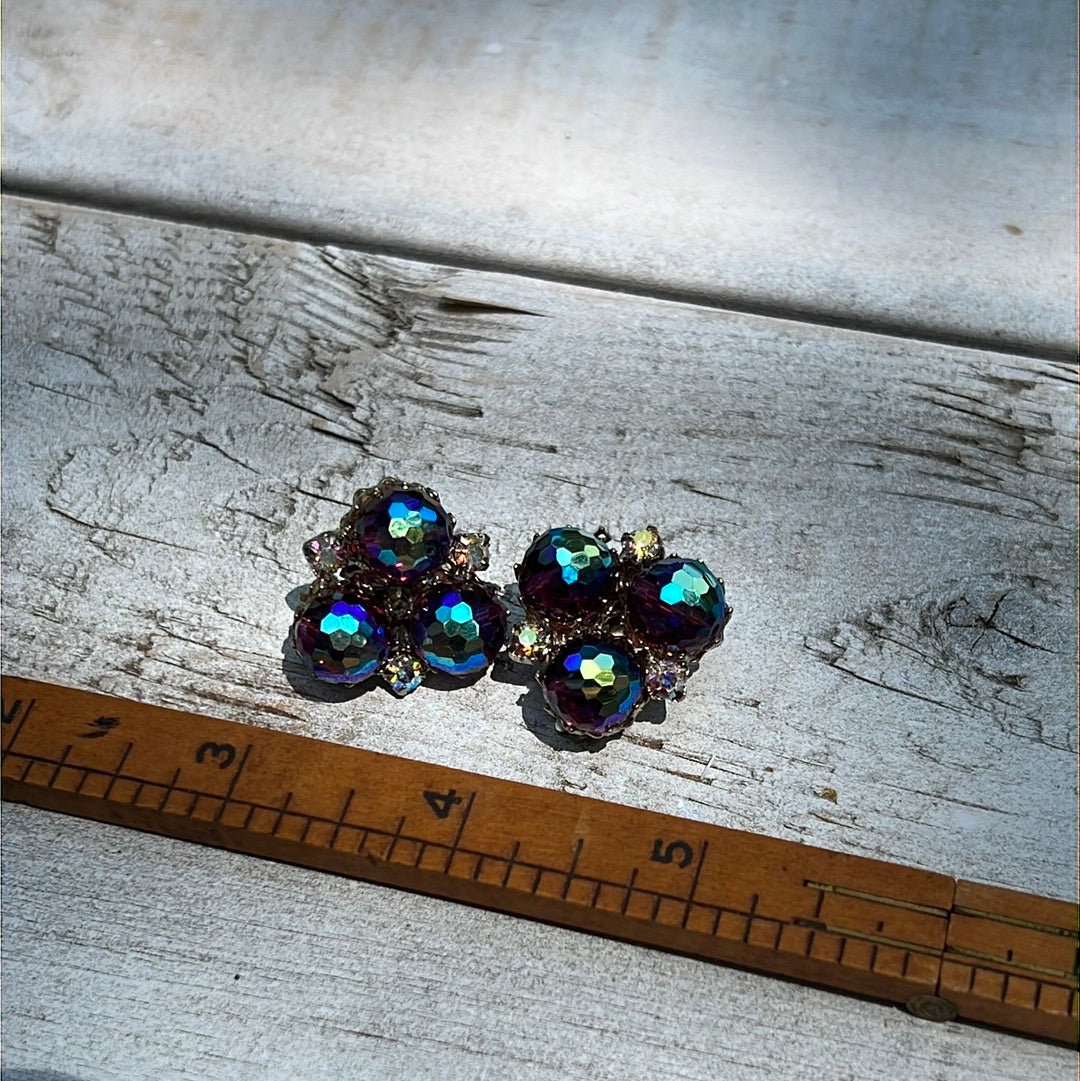 Vintage Iridescent Clip Earrings