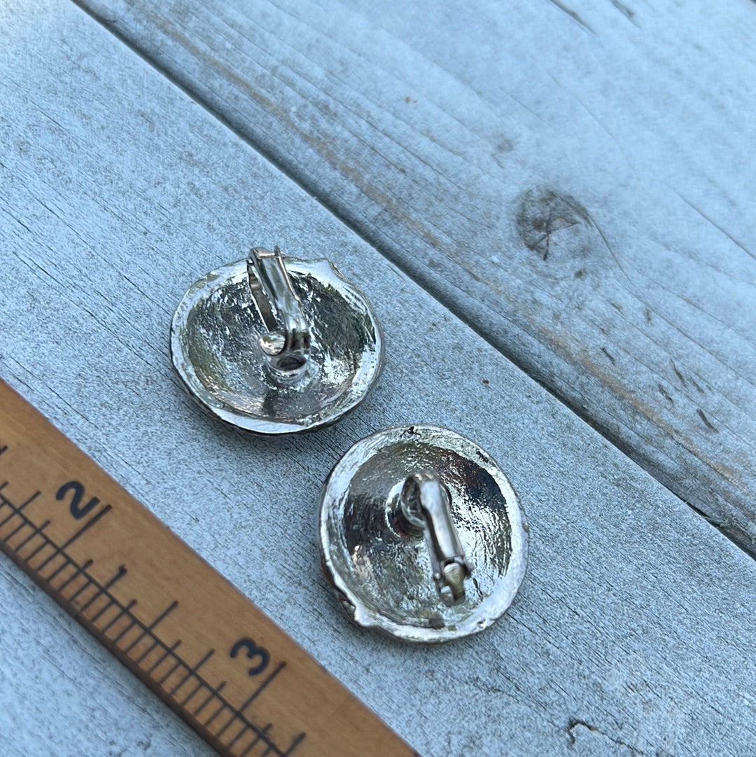 Vintage Silver Swirl Button Earrings