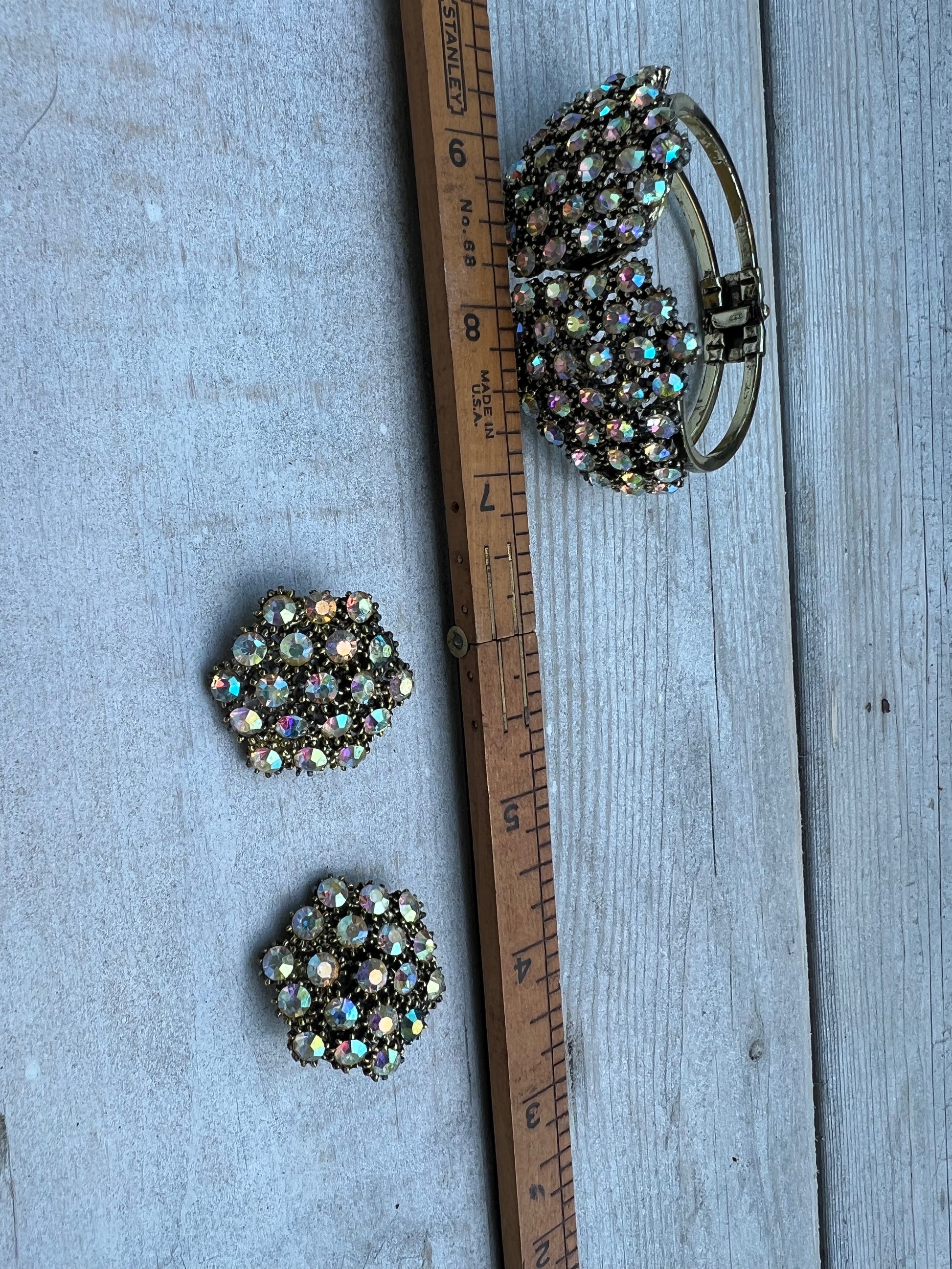 Vintage Clamper Bracelet + Earrings