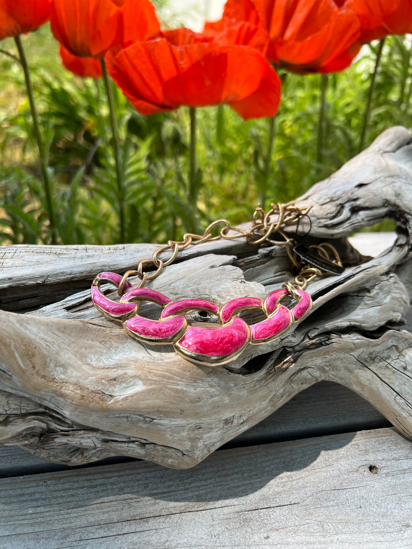 Vintage Pink Enamel Necklace