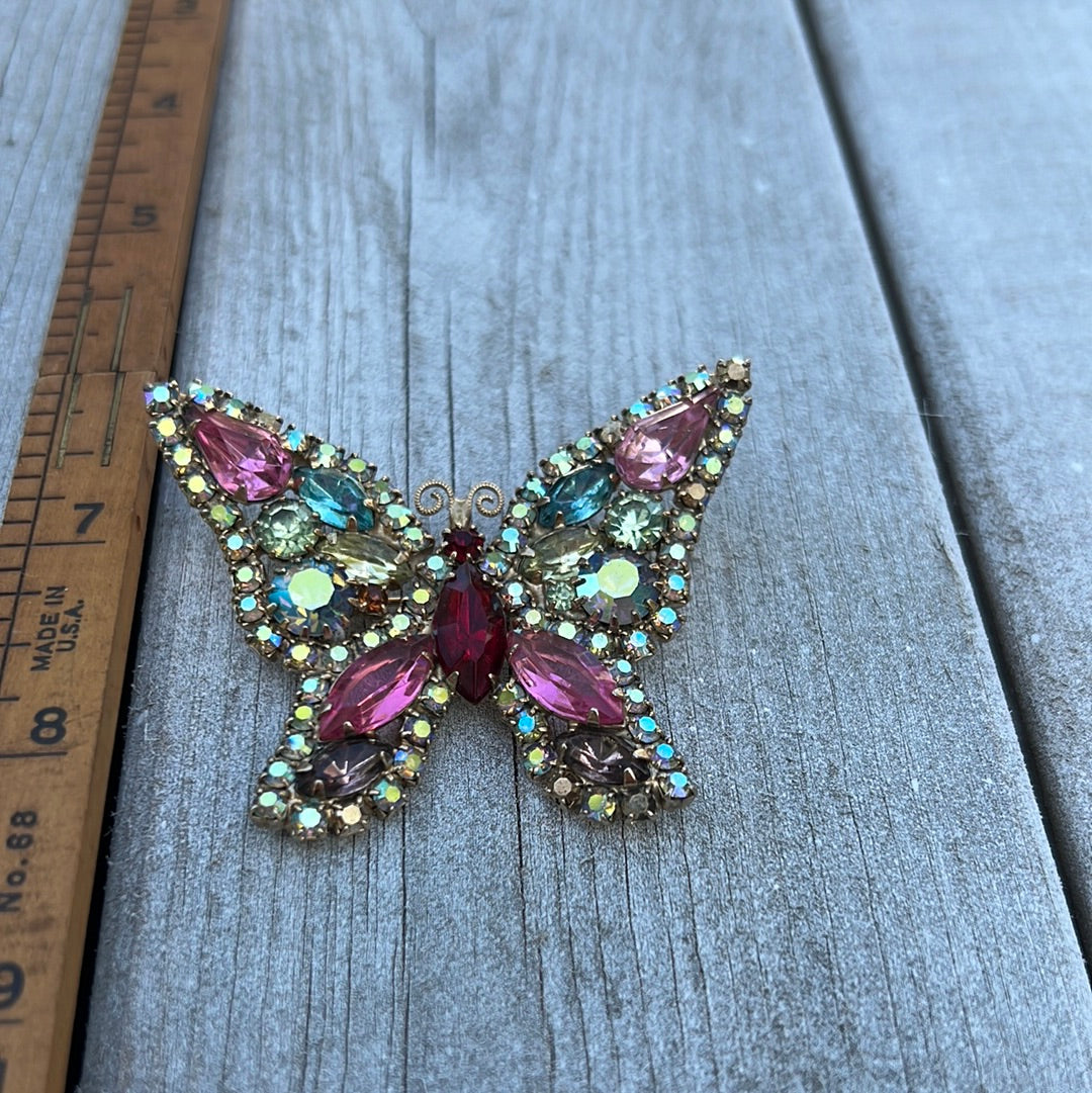 Vintage Weiss AB Red Butterfly Brooch Pin