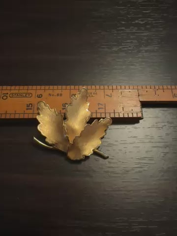 Vintage Coro Gold Maple Leaf Brooch - Canadian Autumn Pin