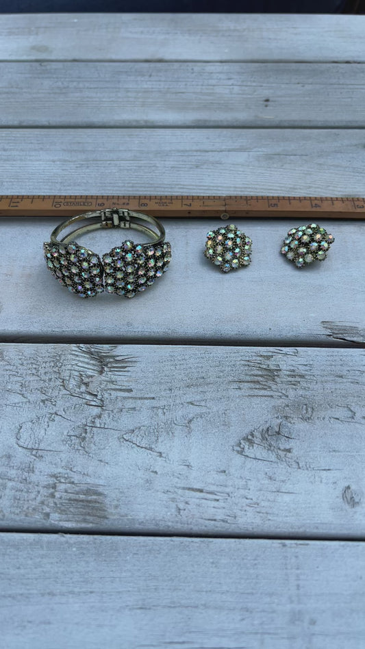 Vintage Clamper Bracelet + Earrings