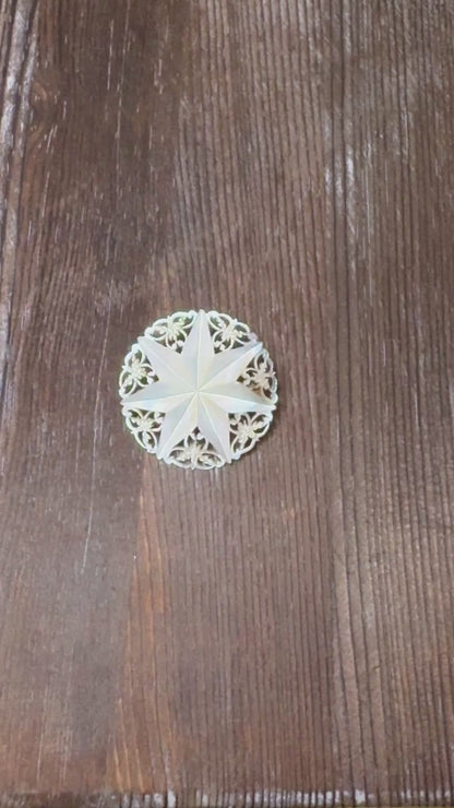 Carved Mother-of-Pearl Starburst Brooch