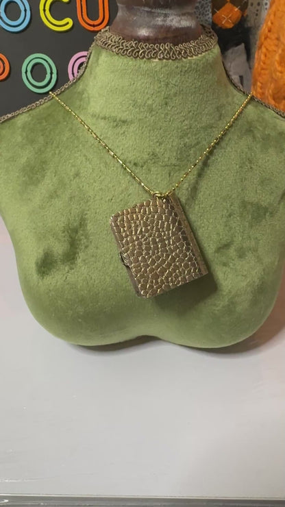 Vintage 60s Ten Commandments Book Locket Necklace Mother Pearl Cross